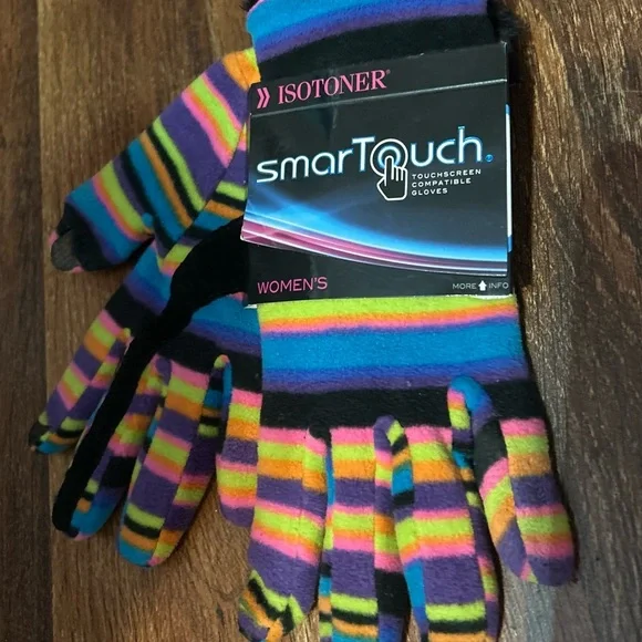 Isotoner Women's Multicolor Striped SmartTouch Gloves - Picture 4 of 5